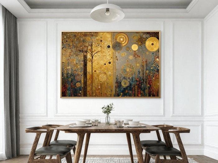 Mrs Art Prime - The Golden Mystery Sunset in Gustav Klimt, Antiquités & Art, Art | Peinture | Moderne