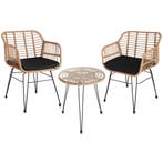 tectake Wicker zitgroep Molfetta 2+1 - natuur, Tuin en Terras, Verzenden, Nieuw