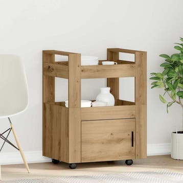 vidaXL Keuken Trolley artisanaal eikenkleurig 60 x 45 x 80, Verzenden, Nieuw