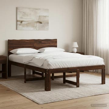 vidaXL Tweepersoonsbed met hoofdbord ROSTOCK Donkerbruin 160, Huis en Inrichting, Verzenden, Nieuw
