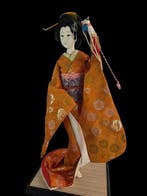 Traditional Japanese Maiko Doll in Orange Brocade Kimono –