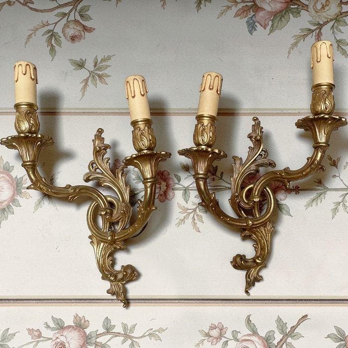 Applique murale (2) - bronze doré - H : 40 cm, Antiquités & Art, Antiquités | Autres Antiquités