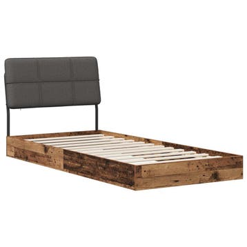 vidaXL Eenpersoonsbed met hoofdbord Oud hout en donkergrijs, Verzenden
