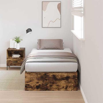 vidaXL Opbergbedframe met opslag Rook Eiken 80 x 200 cm, Verzenden, Nieuw