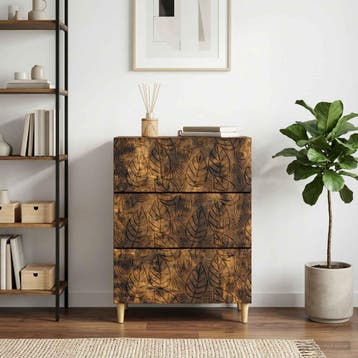 vidaXL Ladekast Gerookt eiken 66 x 34,5 x 90 cm Bewerkt hout, Verzenden, Nieuw