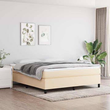 vidaXL Boxspring bed stof crèmekleurig 160x200 cm, Verzenden, Nieuw