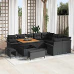 vidaXL Tuinbank Set met kussen 12 pcs Zwart poly rattan, Verzenden, Nieuw