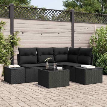 vidaXL Tuinbank Set met opslag Zwart poly rattan, Verzenden, Nieuw