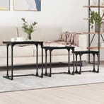 vidaXL Nest Koffietafel 3 pcs Zwart eiken Bewerkt hout, Verzenden