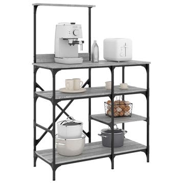 vidaXL Bakkersrek 90x40x132 cm bewerkt hout en metaal grijs, Verzenden