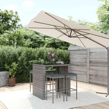 vidaXL 5-delige Tuinbarset met kussens poly rattan grijs, Verzenden