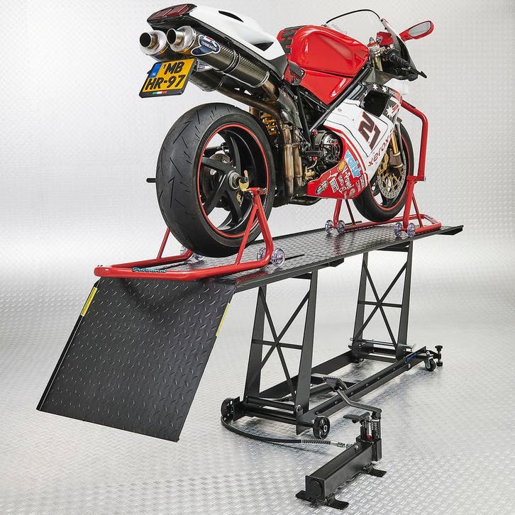 Datona Motorheftafel voet bediend met paddockstand set -, Motoren, Accessoires | Overige, Ophalen of Verzenden