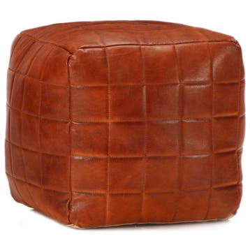 vidaXL Poef 40x40x40 cm echt geitenleer tan, Maison & Meubles, Verzenden