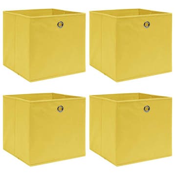vidaXL Opbergboxen 4 st 32x32x32 cm stof geel, Verzenden, Nieuw