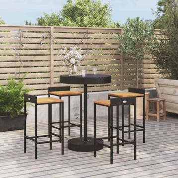 vidaXL 5-delige Tuinbarset poly rattan en massief acaciahout, Verzenden