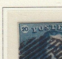 België 1849/1849 - witte vlek rechts van Postes ( zegel, Gestempeld