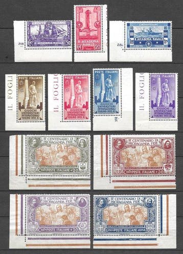 Koninkrijk Italië 1923/1936 - Zeven complete sets banden in
