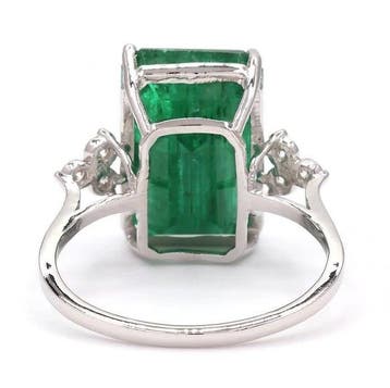 Ring Platina - 8.10ct. tw. Smaragd - Diamant - Emerald, Nieuw
