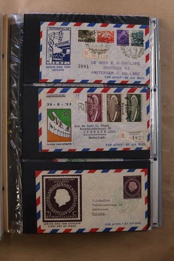 Suriname 1953/1975 - Collection complète de FDC dans l’album, Gestempeld