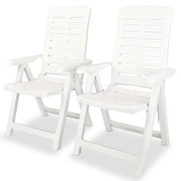 vidaXL Opklapbare ligstoelen, 2 stuks, wit plastic., Tuin en Terras, Verzenden, Nieuw