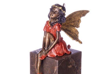 Beeldje - Fee / Engel - Brons, Marmer, Antiek en Kunst