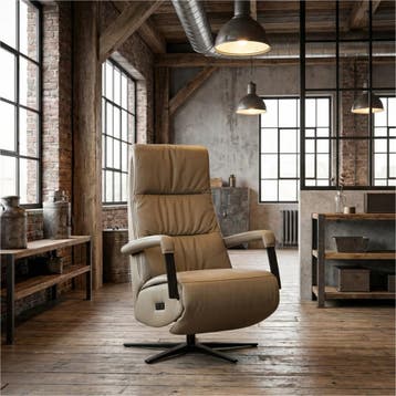 Leren relaxfauteuil met hartbalans Core - Toledo Mocca, Bohemian, Industrieel, Modern, Scandinavisch, Nieuw, Ophalen of Verzenden