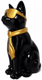Zwarte poes met zonnebril - 28 cm, Verzenden