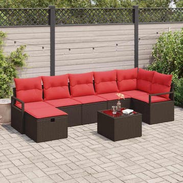 vidaXL Bankstel 5 st poly rattan, Verzenden