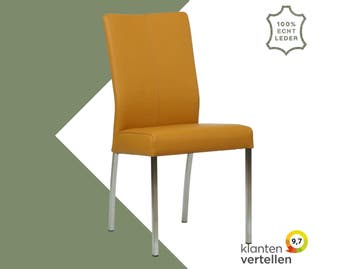 Leren eetkamerstoel Comfort - Toledo Leem (geel/bruin) -, Overige kleuren, Nieuw, Leer, Ophalen of Verzenden