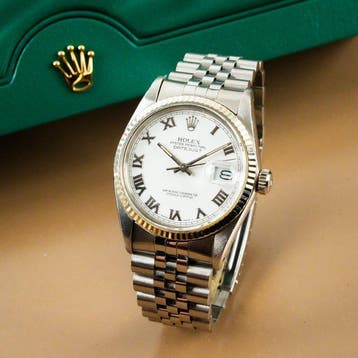Rolex - Datejust 36 18k White Gold Fluted Bezel White Roman, Nieuw
