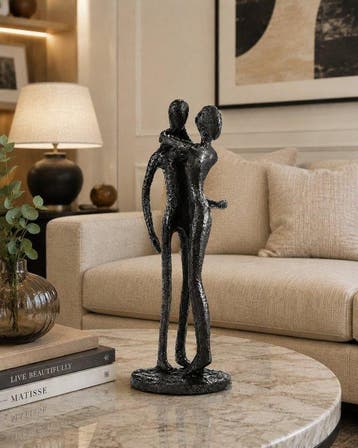 sculptuur, Modern Love Couple Sculpture Abstract Hug & Kiss