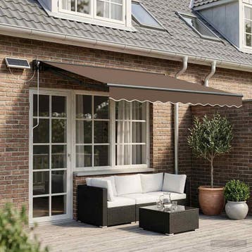 vidaXL Elektrisch Uitschuifbare Zonneluifel Taupe 4,5 × 3,5, Verzenden, Nieuw