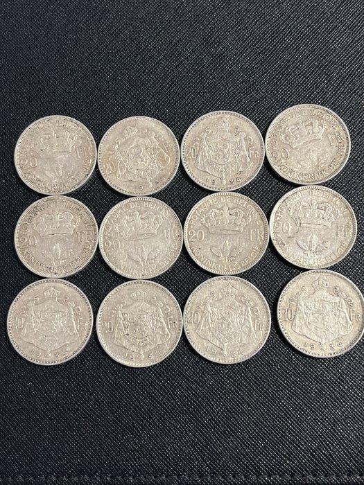 België. Leopold III. 20 Francs 1935/1934, 12 coins (Zonder, Postzegels en Munten, Munten | Nederland