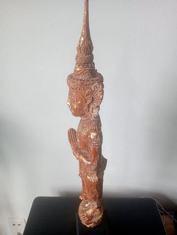 Handgesneden Thaise tempelwachter - Beeld - Thailand (Zonder, Antiek en Kunst