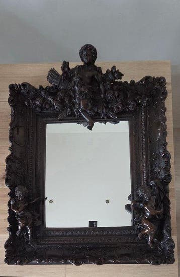 Wandspiegel- Barok / rococo in hout gesneden – Decor van