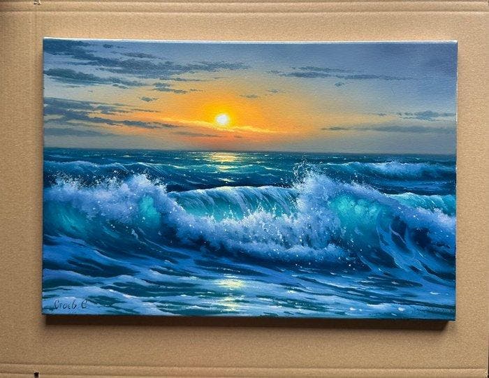 Sergei Stoev (1971) - Turquoise wave, Antiquités & Art, Art | Peinture | Classique