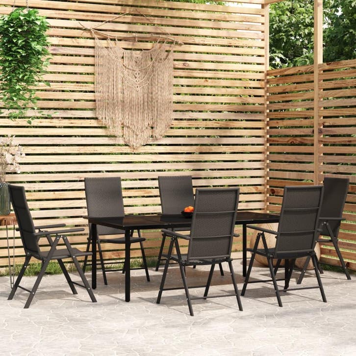 vidaXL 7-delige Tuinset zwart, Tuin en Terras, Tuinsets en Loungesets, Tuinset, Nieuw, Verzenden