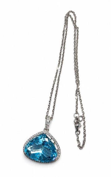Zonder minimumprijs - Ketting met hanger - 14 karaat Witgoud