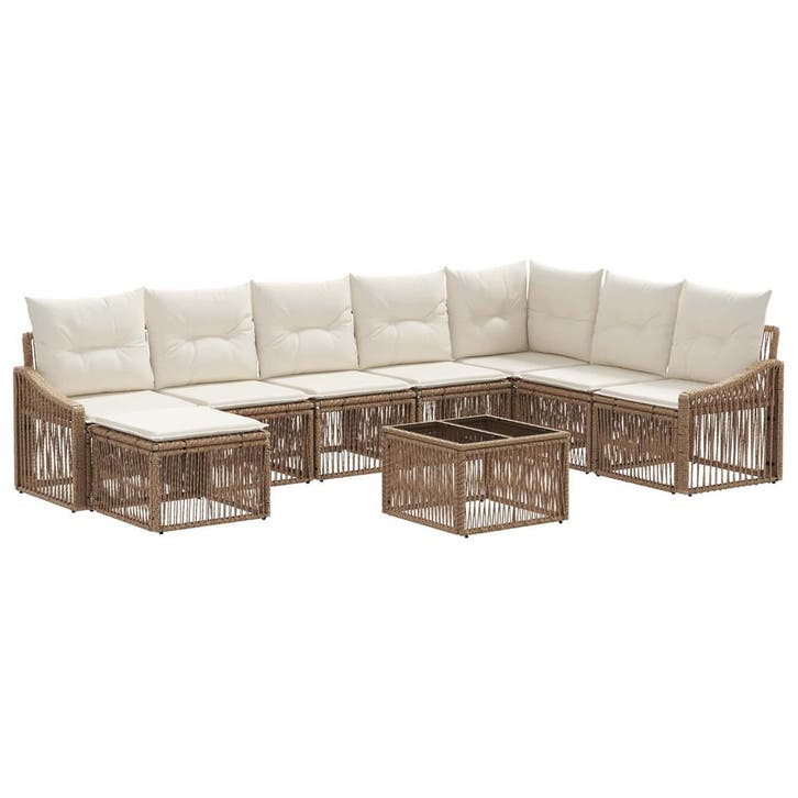 vidaXL Tuinbank Set 9 pcs Beige poly rattan, Jardin & Terrasse, Ensembles de jardin, Envoi