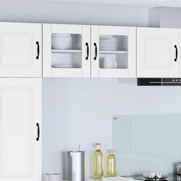 vidaXL Wandglas Kasten LUCCA 2 st Wit Bewerkt hout, Huis en Inrichting, Verzenden, Nieuw