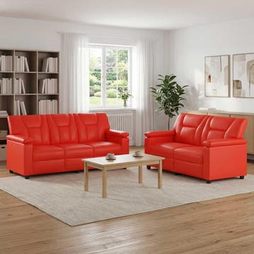 vidaXL bank / zetelstel 2 pcs Rood Kunstleer, Verzenden, Nieuw