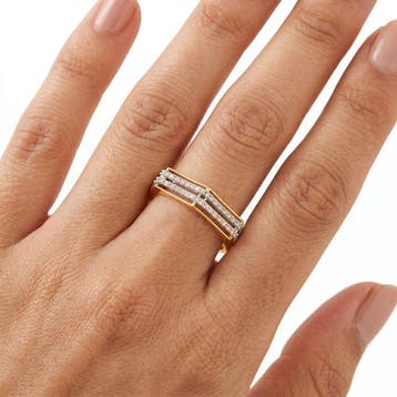 Ring - 18 karaat Geel goud - 0.39ct. tw. Diamant, Nieuw