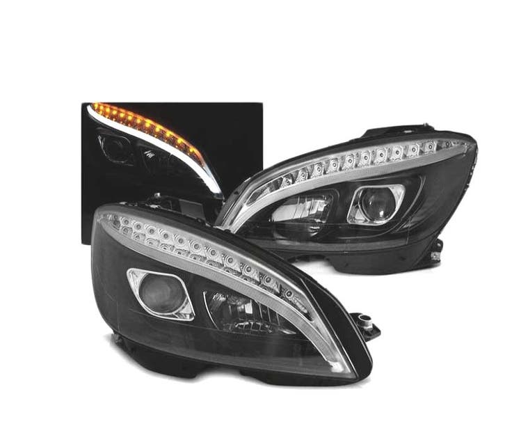 PHARES POUR MERCEDES W204 07-10 LED TUBE LIGHT DYNAMIQUE NOI, Autos : Pièces & Accessoires, Éclairage, Envoi