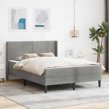 vidaXL Bedframe met matras Lichtgrijs 140 x 200 cm Fluweel, Verzenden, Nieuw