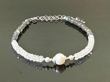 Parel - Zilver - Armband - Maansteen, labradoriet