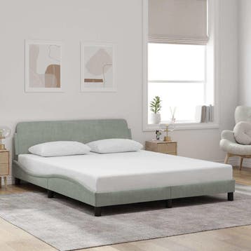 vidaXL Bedframe Dover 160x200 cm fluweel lichtgrijs, Verzenden, Nieuw