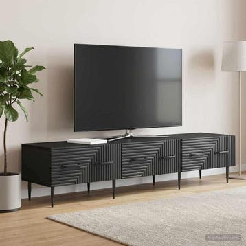 vidaXL TV Kast met lade Zwart 147 x 34,5 x 30 cm Bewerkt, Verzenden, Nieuw