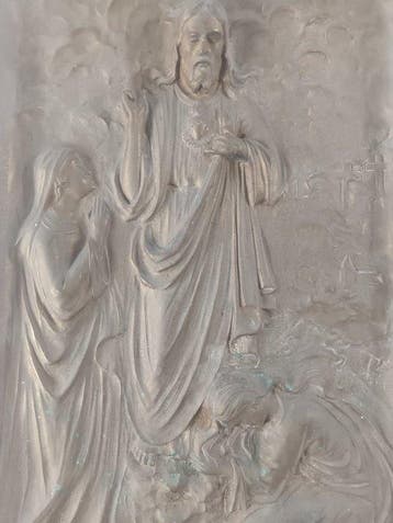 bronzen reliëf – Heilig Hart van Jezus – ca. begin 20e eeuw