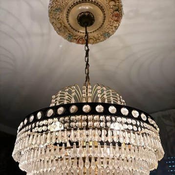 Kroonluchter - Kristal, Verguld messing - Compleet met, Antiek en Kunst