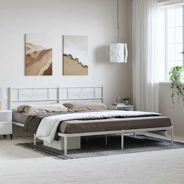 vidaXL Bedframe met hoofdbord metaal wit 183x213 cm, Verzenden